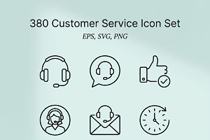 380 Customer Service Icon Set, an Outline Icon by adenpinkstore