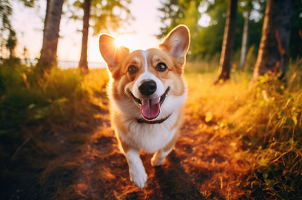 Cute smiling dog in park, Generative AI, an Animal Photo by AlyaAnd