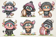 Cute Watercolor Sporty Monster PNG, an Animal Illustration by RobertsArt (Thumbnail 4 of 5)
