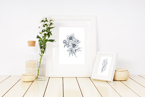 Vintage Hand Drawn Flowers Set