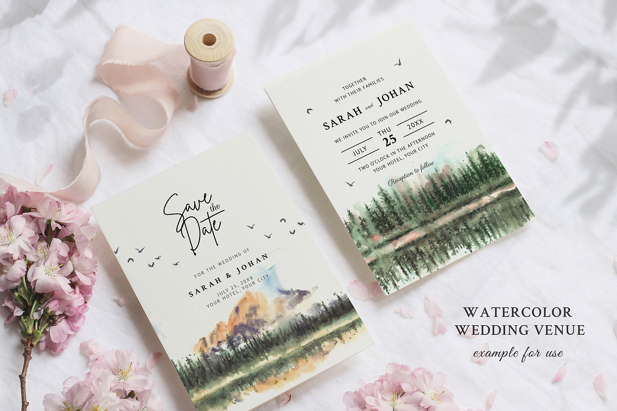 Watercolor Pine Trees & Lake, an Illustration by Yorda Studio (Photo 6 of 13)