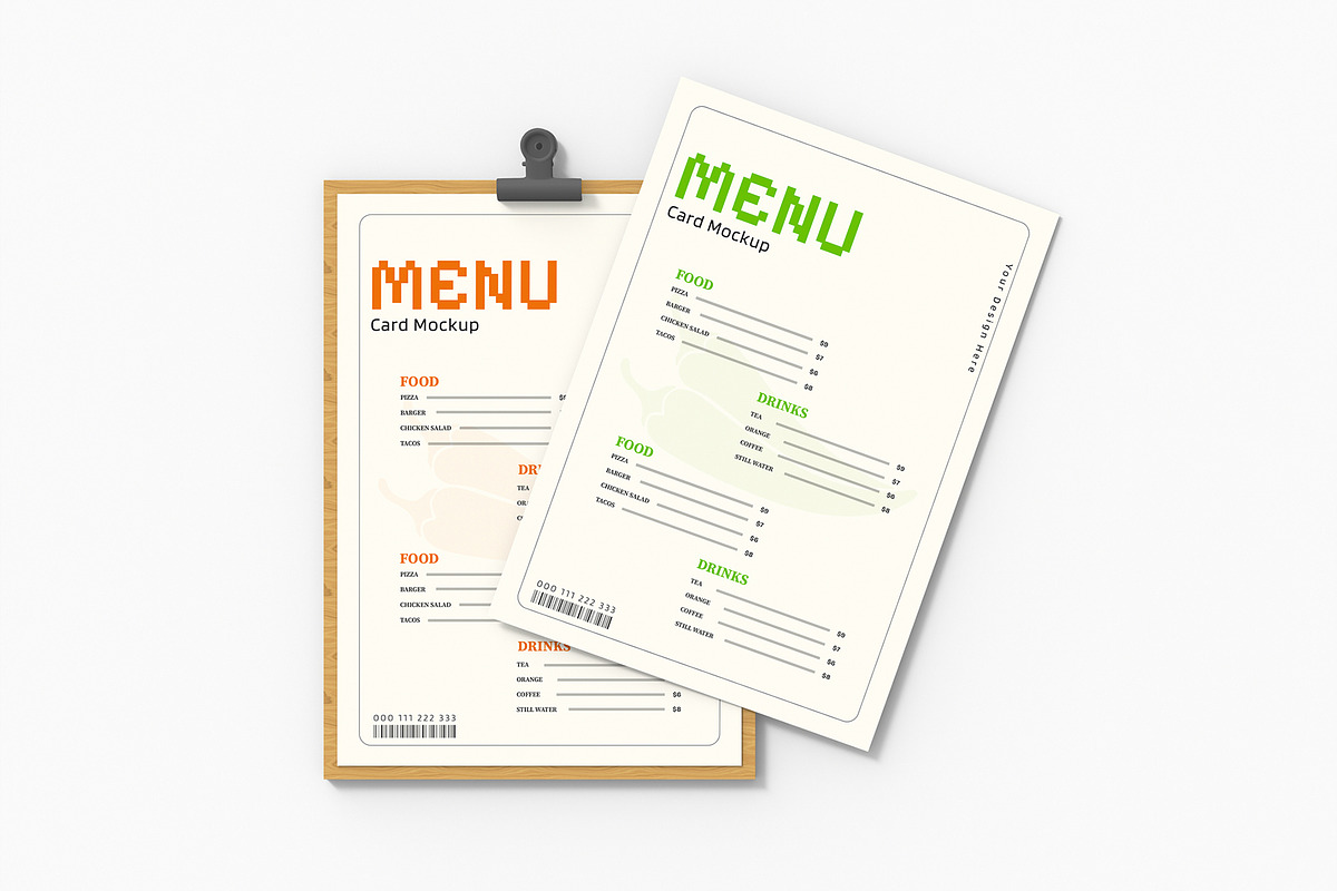 Woodboard Menu Card Mockup, a Product Mockup by graphypix (Photo 1 of 4)