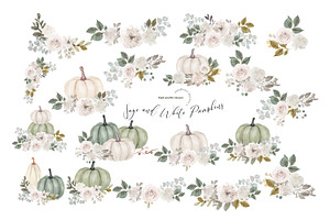 Sage And White Pumpkin Clipart