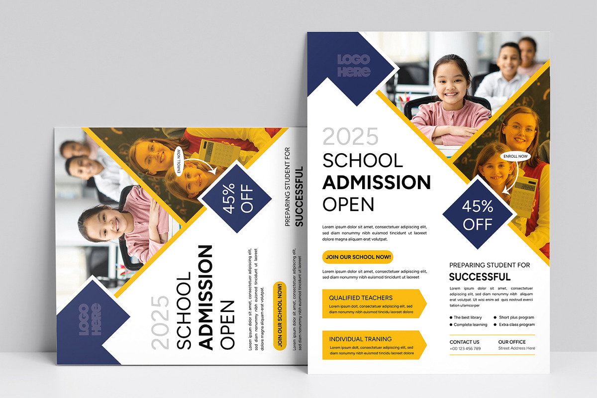 School Admission Flyer Template, a Flyer Template by MightyDesign (Photo 1 of 7)