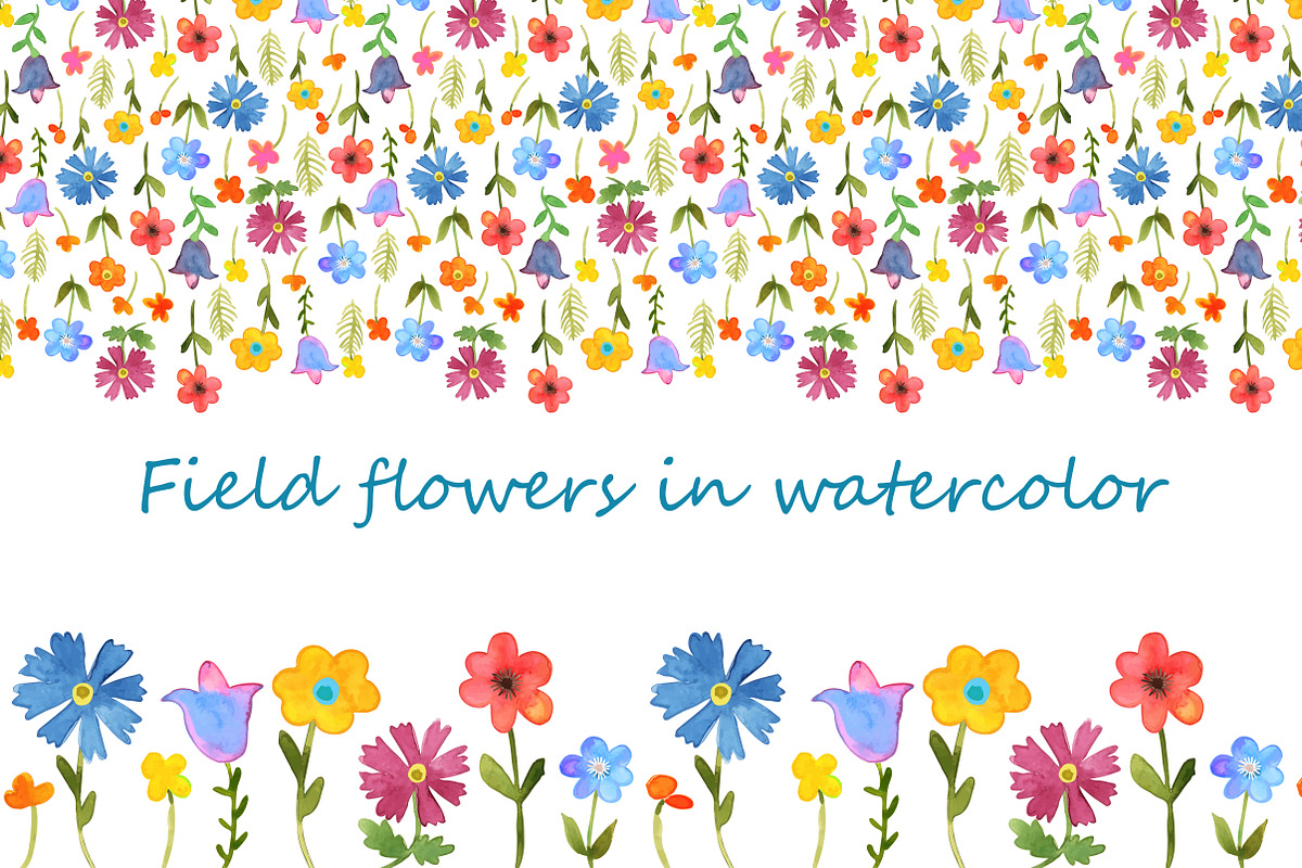 Field flowers in watercolor, a Pattern Graphic by Julycolor (Photo 1 of 4)