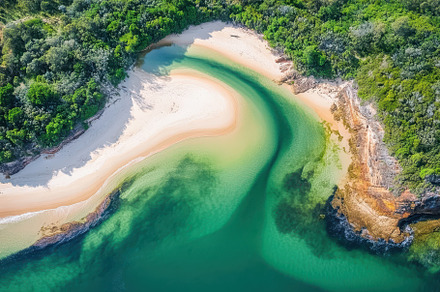 Stunning aerial view of a sandy beac, a Photo by Iftikhar Alam