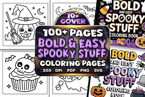 Bold Easy Spooky Stuff Coloring Page, a Seasonal Illustration by Craftsbeefy