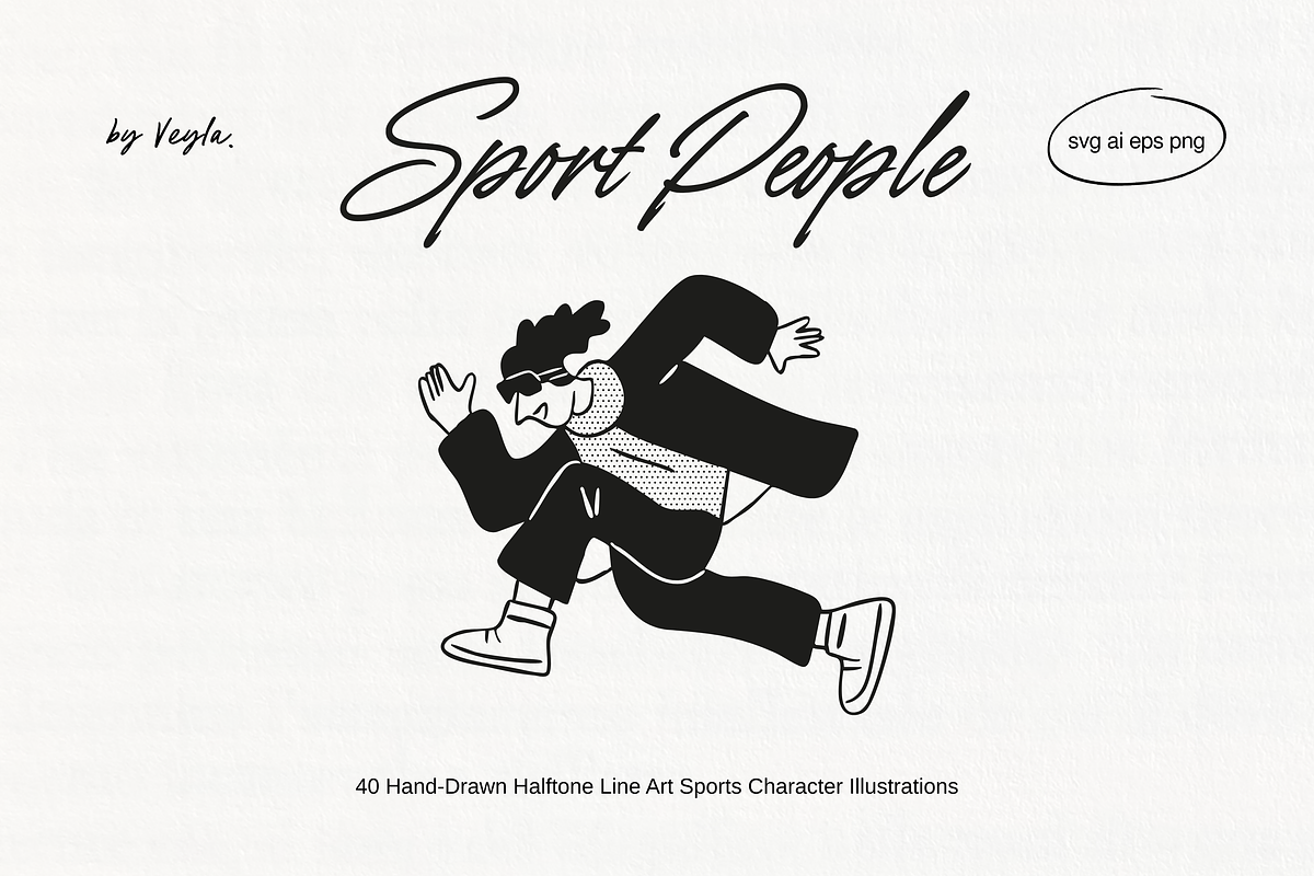 Sport People: Halftone Line Art, a Person Illustration by Veyla (Photo 1 of 11)