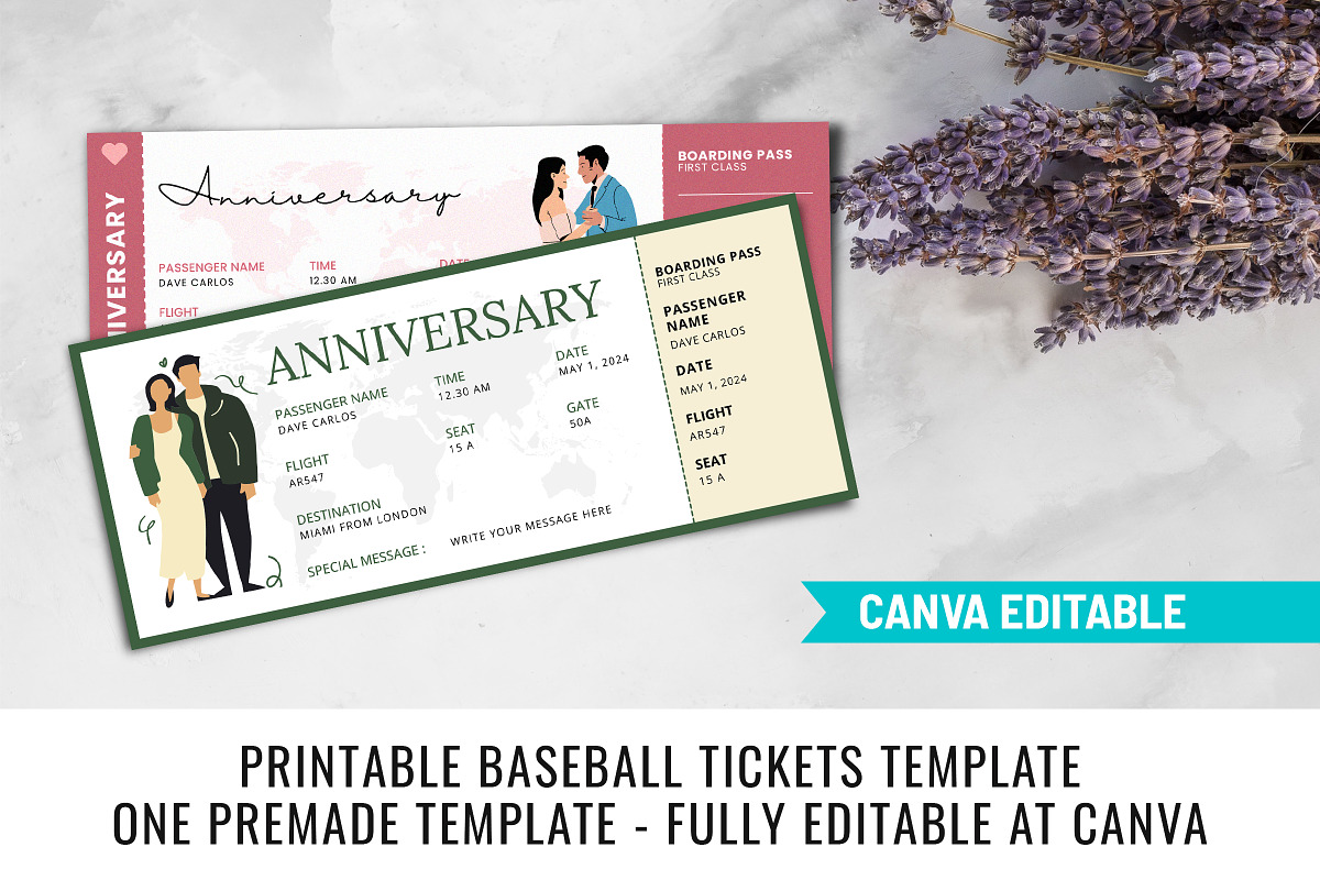 Anniversary Ticket Canva Templates, a Card Template by Snapybiz (Photo 6 of 10)