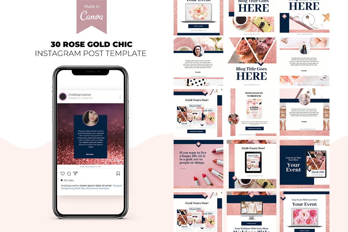 Rose Gold Chic Canva Template Set Creative Market