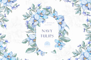 Watercolor clipart Navy tulips, a Decorative Illustration by MariGraphic boutique (Thumbnail 1 of 9)