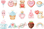 Cute Kawaii Valentine's Day Clipart, an Illustration by Designking (Thumbnail 3 of 5)