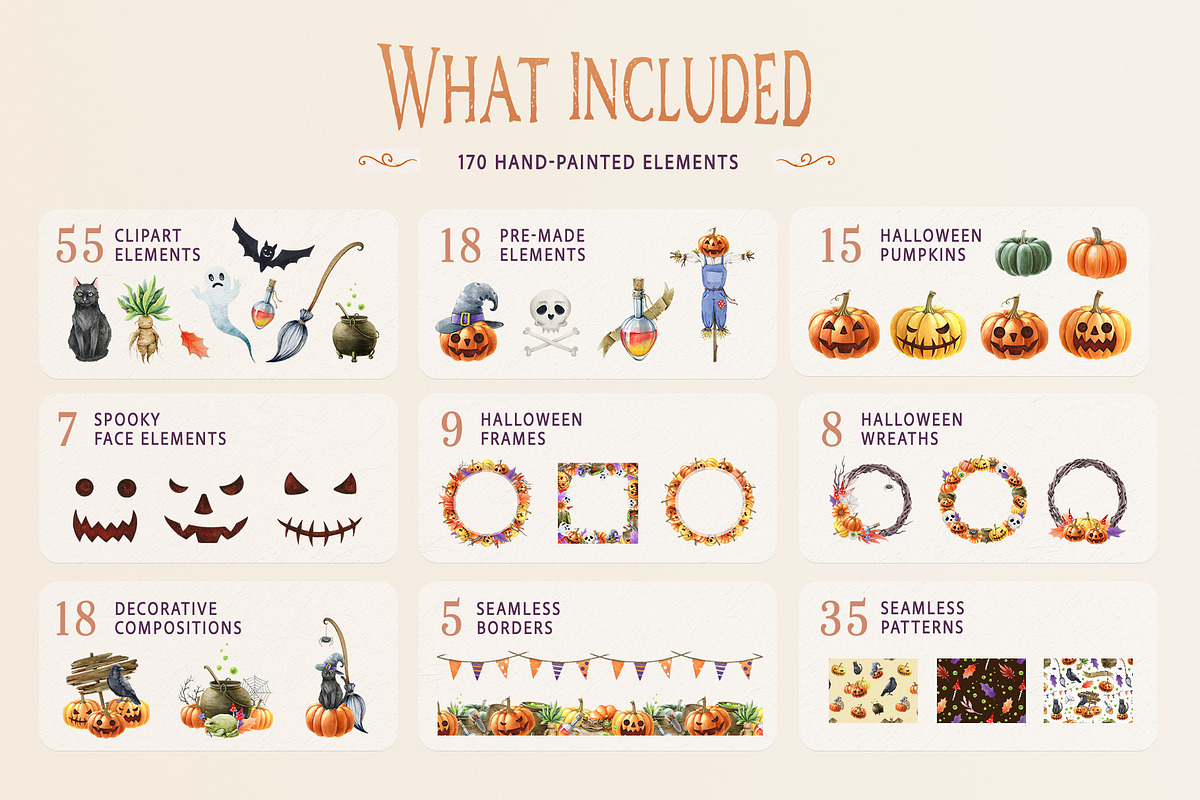 Halloween Watercolor Clipart, a Seasonal Illustration by AnitaPol (Photo 2 of 20)