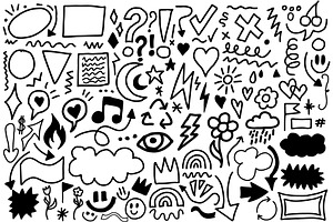 HAND DRAWN DOODLE SHAPES VECTOR SET