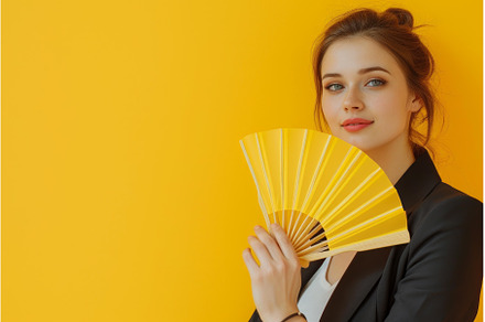 Elegant woman with hand fan on, a Beauty & Fashion Photo by Ylivdesign