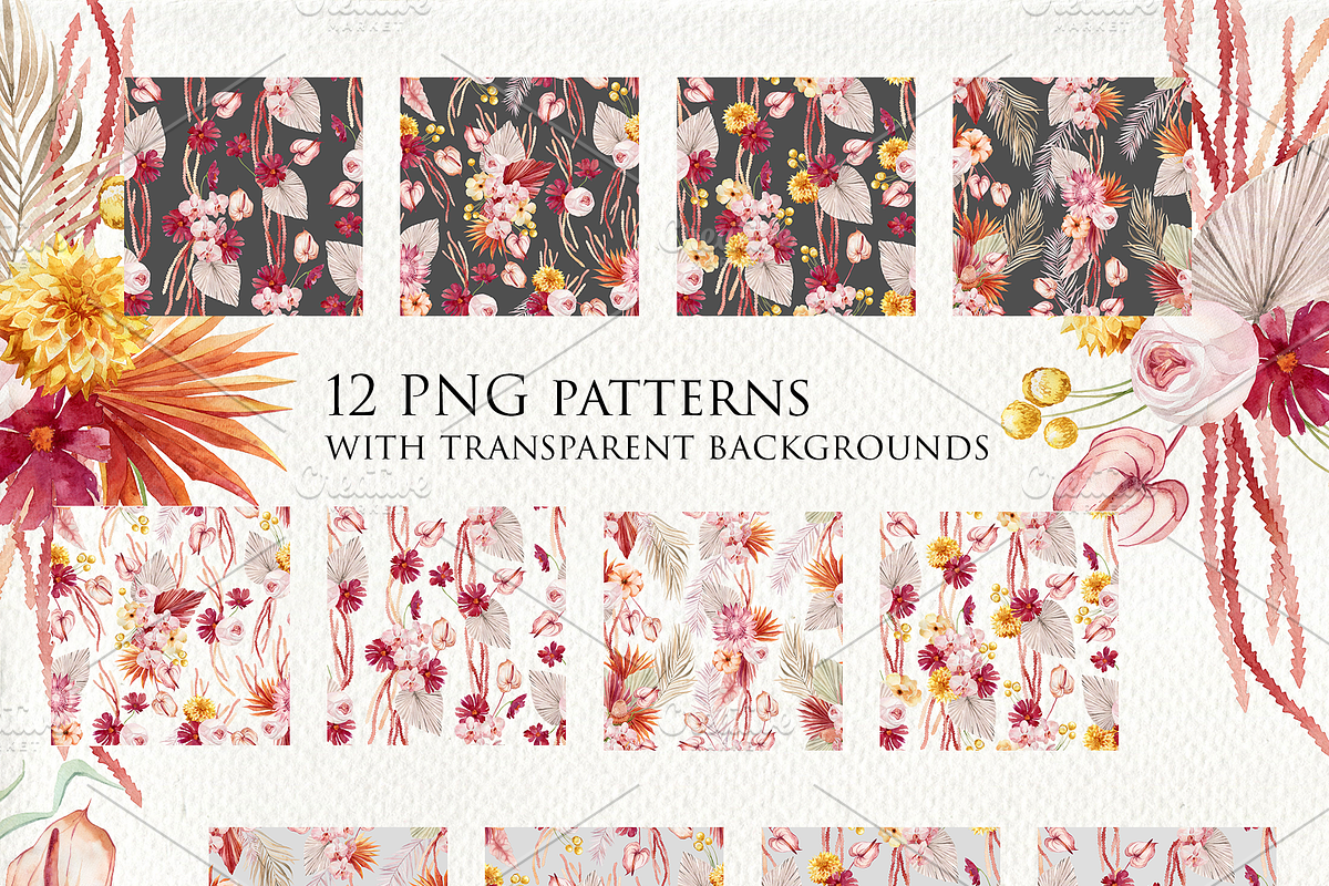 Autumn tropics floral set, a Decorative Illustration by Antikva17 (Photo 3 of 7)