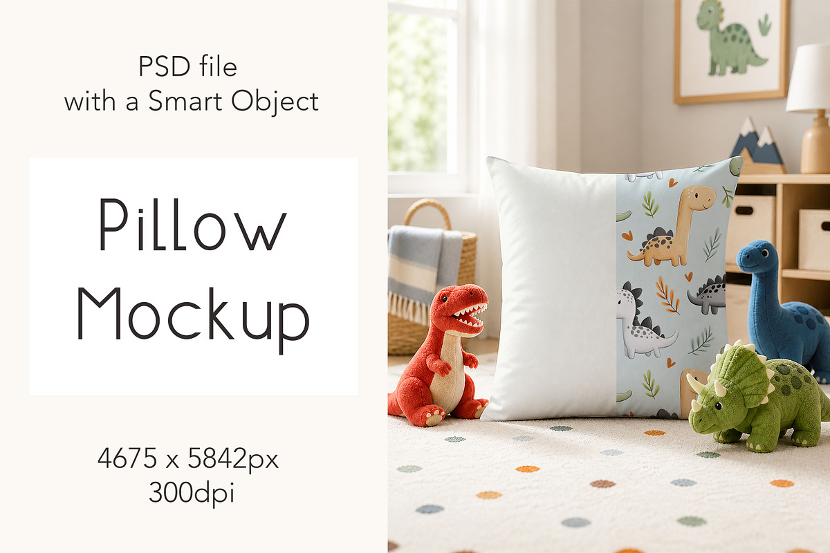 Pillow MockUp with Smart Objects, a Merchandise Mockup by GoldmoonUA (Photo 1 of 2)