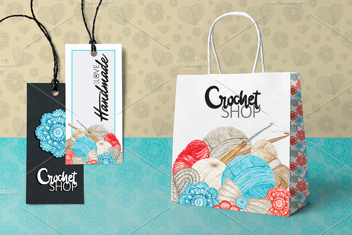 Crochet Knitting Watercolor logotype, an Object Graphic by svetlanaARTdreams (Photo 9 of 13)