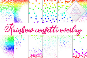 Rainbow Confetti Overlay Clipart