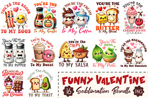 Food Pun Funny Valentine PNG Bundle, an Illustration by RobertsArt