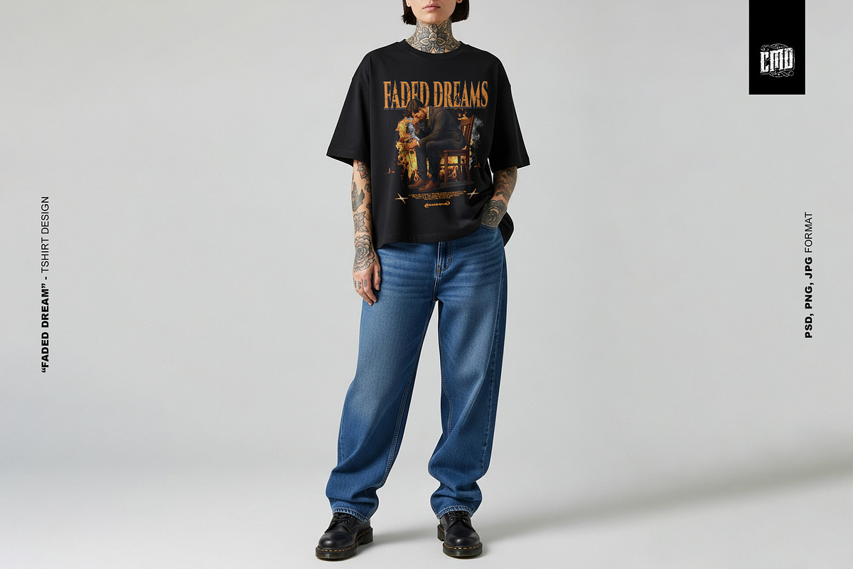 FADED DREAMS - T-Shirt Design, an Object Graphic by Cmd Project (Photo 6 of 10)