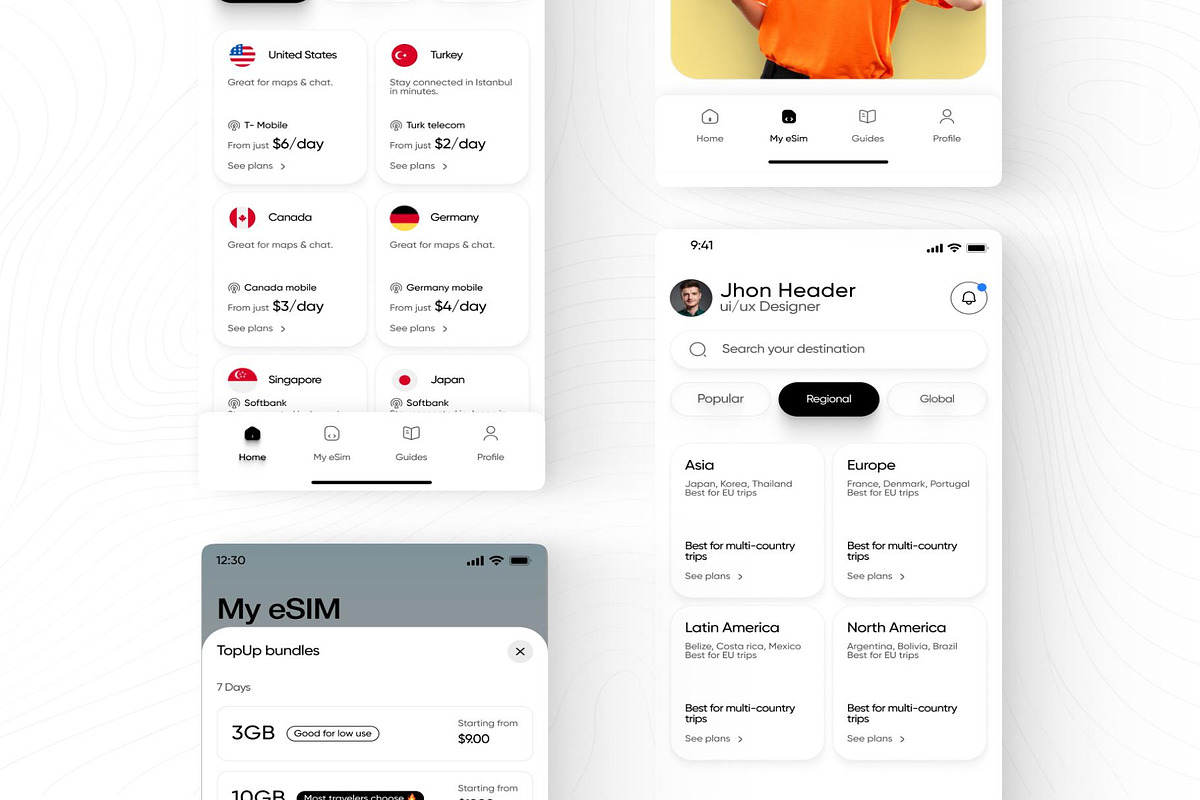 Global Esim App Product Ui Kit Dark, an UI Kit Template by Lumina_ui_ux202 (Photo 6 of 8)