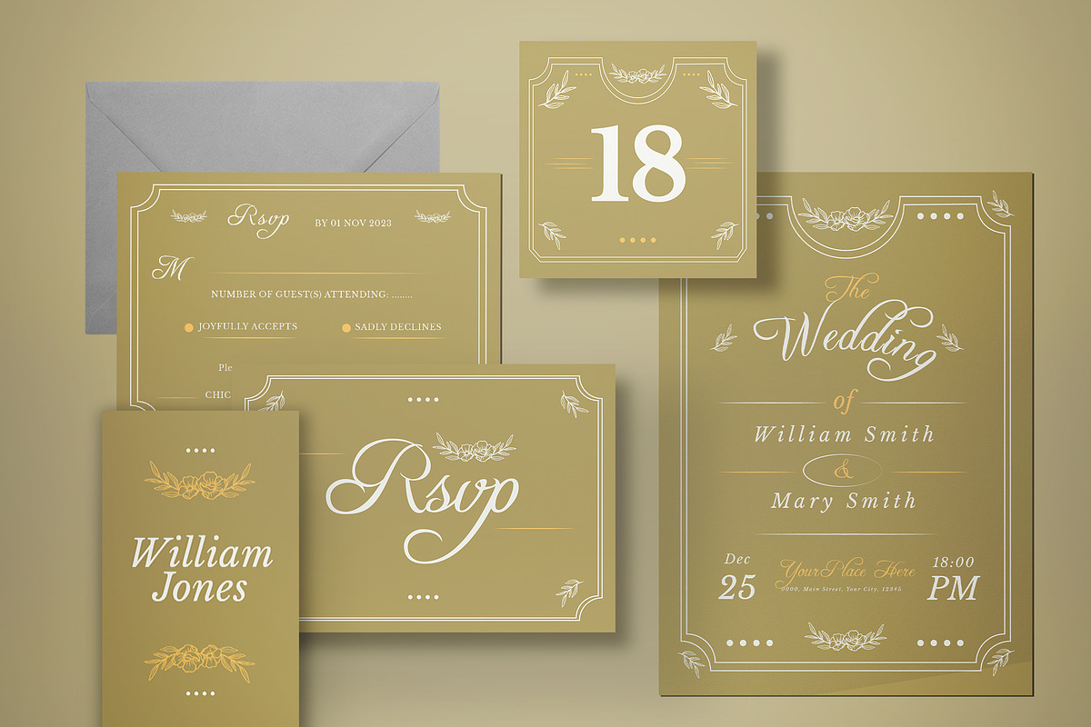 Vintage Wedding Invitation, an Invitation Template by graphicook (Photo 1 of 3)