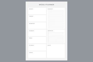 Weekly Planner Study Planning Page,