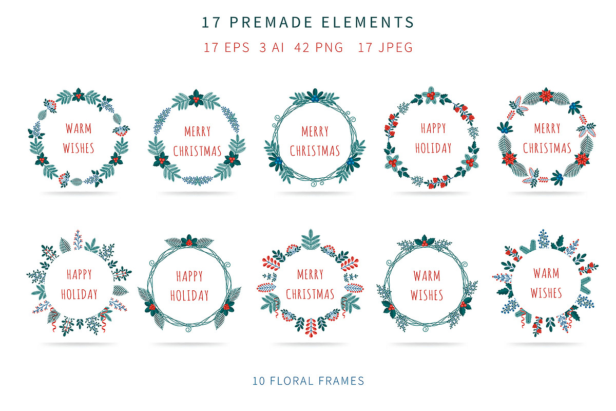 Christmas & Winter Floral collection, a Decorative Illustration by VectoriyA (Photo 5 of 8)