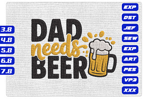 Dad Needs Beer Machine Embroidery, an Illustration by Purpose Ekbal