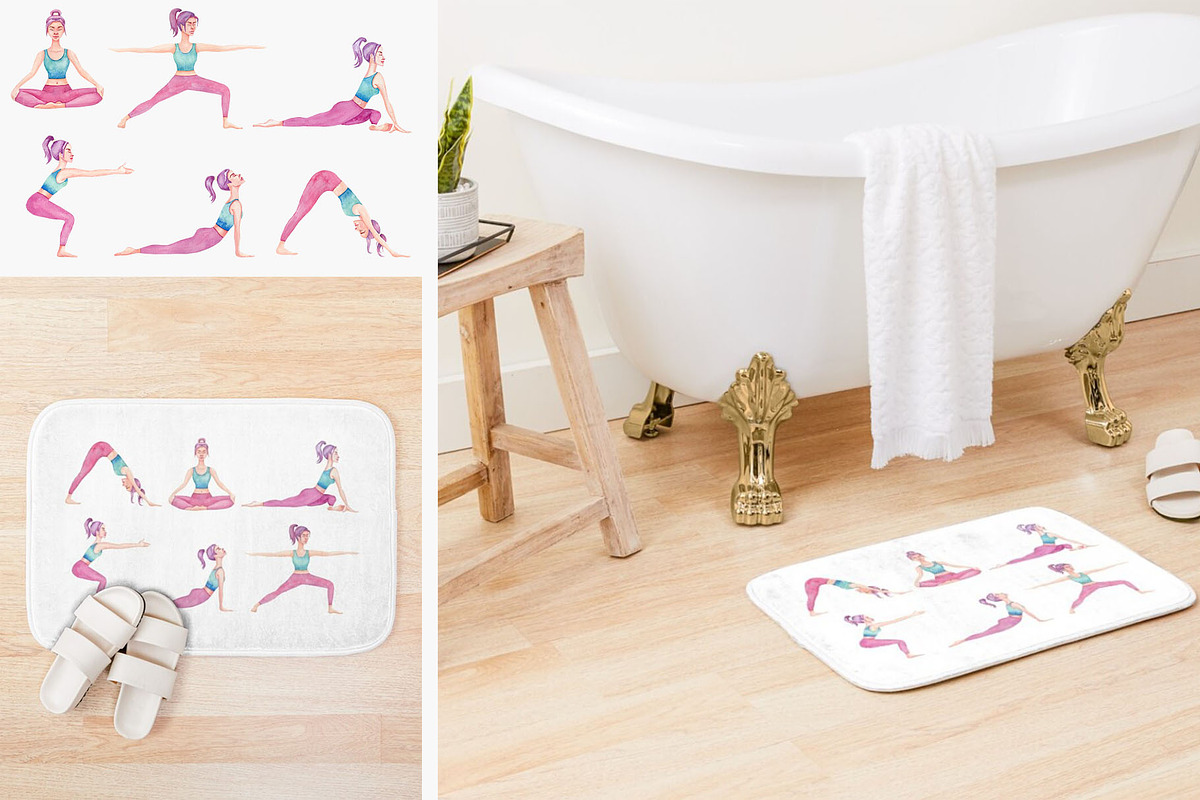 Watercolor Yoga Set, a Healthcare Illustration by Tabiti (Photo 13 of 30)