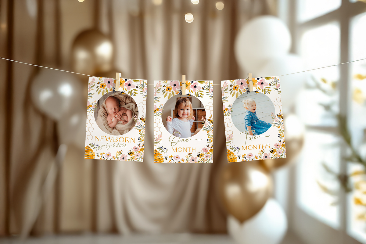 Little Honey is One Monthly Picture, an Invitation Template by Digital_Mind (Photo 3 of 3)