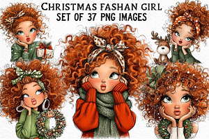 Christmas Fashion Girl Clipart, an Illustration by Craft Nest