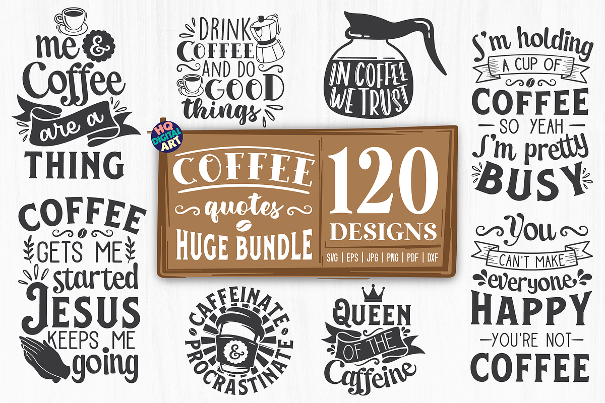 Huge Coffee SVG Bundle, a Food Illustration by HQDigitalArt (Photo 1 of 15)