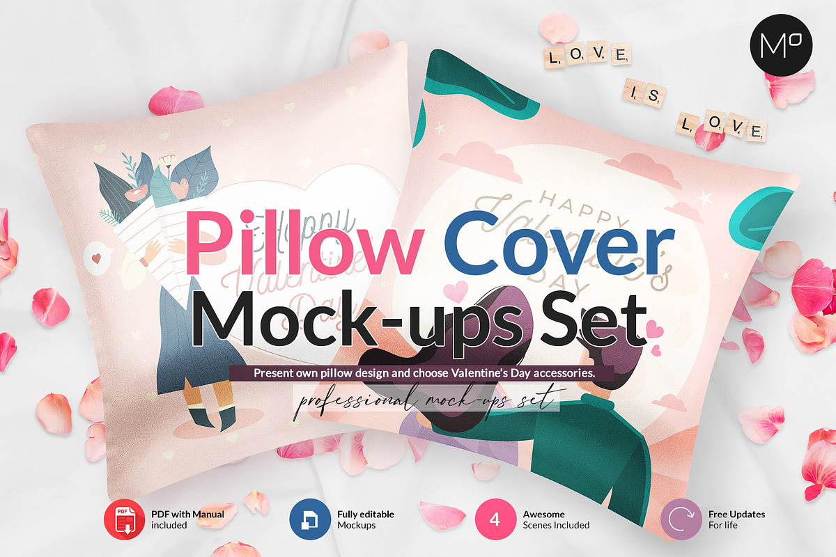 Pillow Cover 4x Mock-ups, an Apparel Mockup by Mocca Mockups Store (Photo 2 of 5)