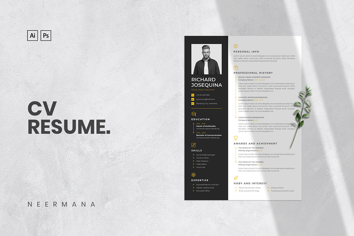 CV Resume & Cover Letter, a Resume Template by Neermana (Photo 1 of 2)