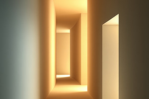 Warm Minimalist Architectural Corridor with Geometric Light and, a Background Photo by José Manuel Gelpi