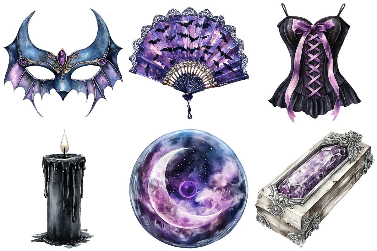 Black Purple Gothic Halloween PNG, an Illustration by Craft Nest (Photo 4 of 6)