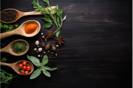 Spices spoon herbs. Generate Ai, a Food & Drink Photo by Ylivdesign