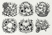 Pumpkin Harvest Line Art Graphics, a Seasonal Illustration by DENIDigitalArtSudio (Thumbnail 4 of 6)
