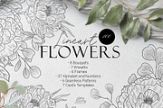Line Art Flowers Collection, a Decorative Illustration by Letters-Shmetters (Thumbnail 1 of 10)