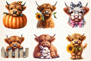 Adorable Cute Highland Cow Clipart, a Seasonal Illustration by Rose Art (Thumbnail 2 of 4)