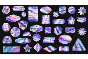 Hologram Gradient Stickers, Y2k