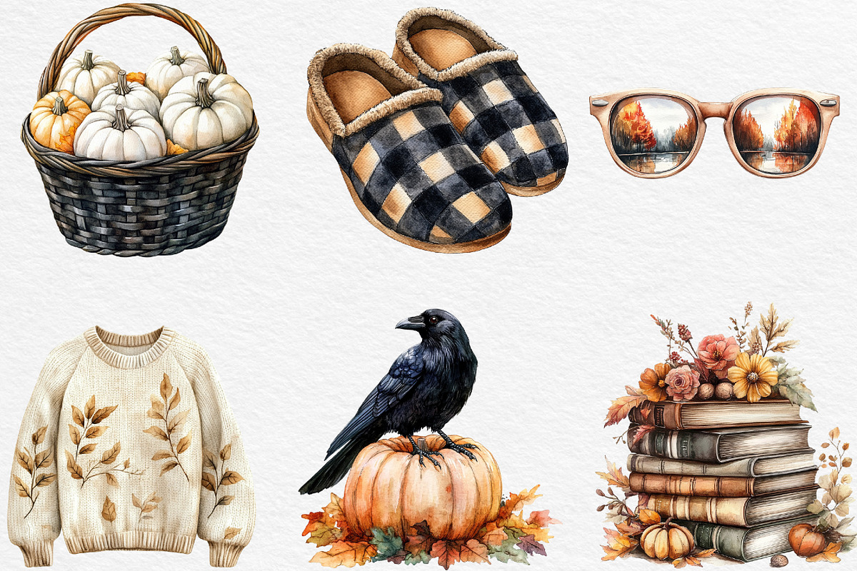 Beige & Black Autumn Clipart, an Illustration by Black Bird Studio (Photo 3 of 6)