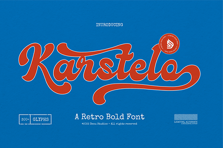 Karstelo | Retro Bold Font, a Script Font by Denustudios
