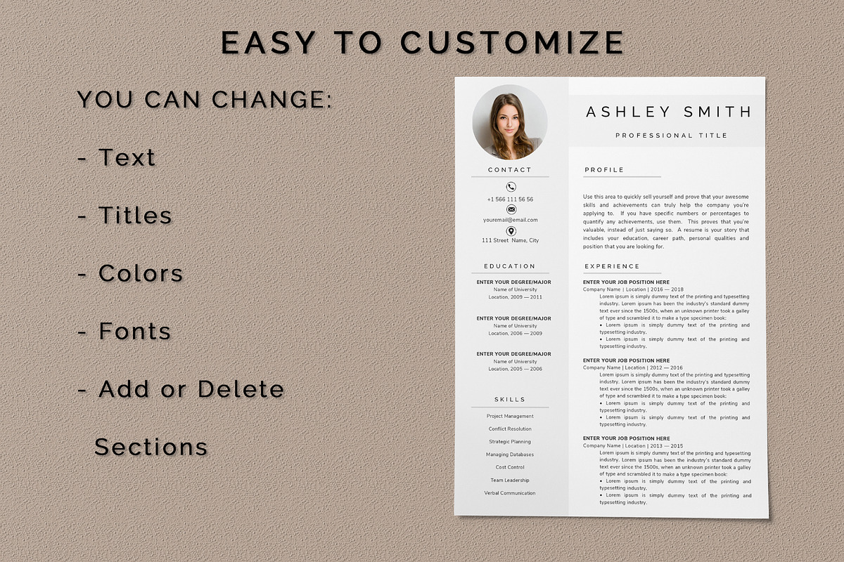 Resume template with photo / CV, a Resume Template by UResume (Photo 5 of 7)