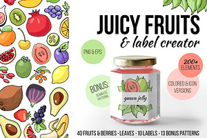Fruit&berry clipart + label template