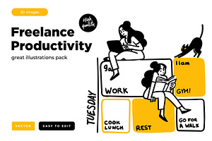 Freelance work illustration set
