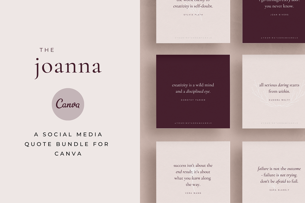 Joanna Social Media Quote Bundle, a Social Media Template by Atlas & Anchor Designs (Photo 1 of 8)