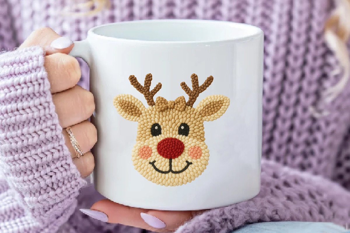 Patchwork Yarn Crochet Reindeer Bow, an Illustration by Daily.Designs (Photo 3 of 5)